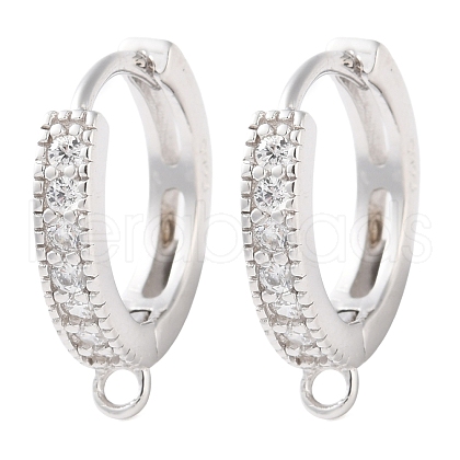 Anti-Tarnish Rhodium Plated 925 Sterling Silver Huggie Hoop Earring Findings STER-C010-01P-1