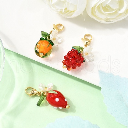 3Pcs Handmade Lampwork Fruits Pendant Decorations HJEW-TA00347-1