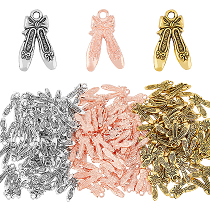 DICOSMETIC 150Pcs 3 Colors Tibetan Style Alloy Pendants FIND-DC0003-97-1