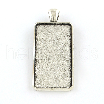 Tibetan Style Rectangle Alloy Pendant Cabochon Settings TIBEP-Q055-01AS-RS-1