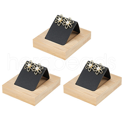 DELORIGIN 3Pcs Rectangle Wood Earring Display Stands EDIS-DR0001-05B-1