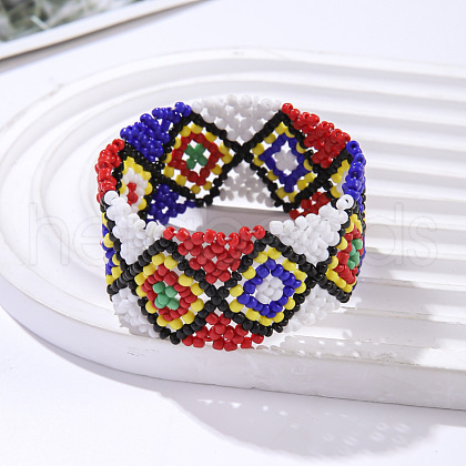 Bohemian Style Glass Seed Beaded Bracelets for Women FS-WGBF549-07-1
