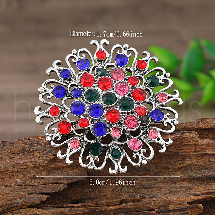 Vintage Ethnic Style Hollowed-out Flower Zinc Alloy Rhinestone Rings PS7884-8-1