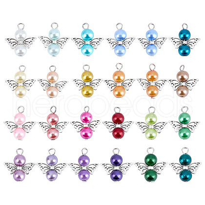 48Pcs 24 Styles Glass & Alloy Pendants PALLOY-GO00053-1