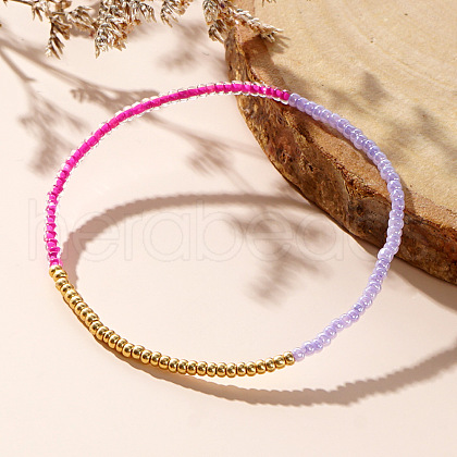 Colorful Glass Seed Round Beaded Stretch Bracelets for Women JM5364-3-1