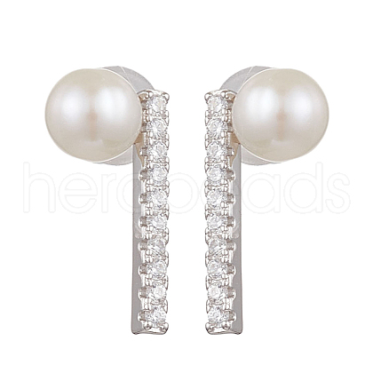 Natural Pearl Ear Studs EJEW-P286-18P-1