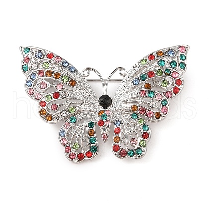 Butterfly Zinc Alloy Rhinestone Brooches for Backpack Clothes JEWB-S027-04C-1