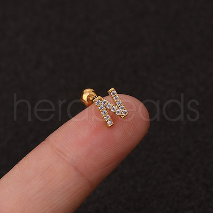 316L Surgical Stainless Steel Micro Pave Clear Cubic Zirconia Cartilage Earrings WG3A850-28-1