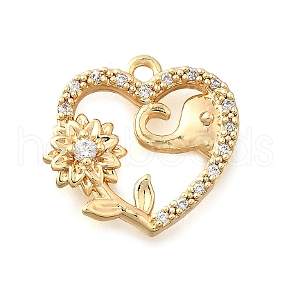 Brass Micro Pave Cubic Zirconia Pendants KK-C096-11G-1