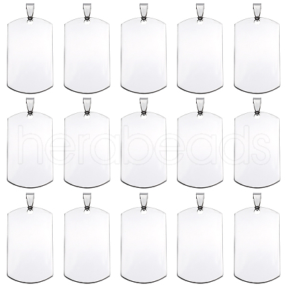 SUNNYCLUE 18Pcs 201 Stainless Steel Rounded Rectangle Stamping Blank Tag Pendants FIND-SC0010-67-1