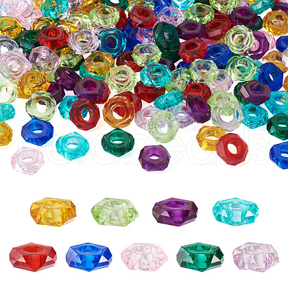 Mega Pet 180Pcs 9 Colors Transparent Resin European Beads RPDL-MP0001-02-1