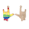 Rainbow Color Pride Alloy Enamel Pendants ENAM-K067-06-4
