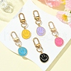 Smiling Face Alloy Enamel Pendant Decoration HJEW-FS00011-4