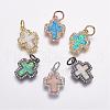 Brass Micro Pave Cubic Zirconia Pendants ZIRC-F055-04-1