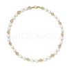 Brass Hollow Round & Glass Pearl Beaded Necklaces for Women Men NJEW-JN05293-4