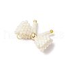 Glass Seed Beaded Bowknot Pendants PALLOY-MZ00564-01-4