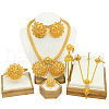 Flower Alloy Pendant Necklace & Stud Earring & Cuff Bangle & Ring & Hair Fork & Frontlet FS-WG4845C-03-1
