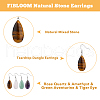 FIBLOOM 4 Pairs 4 Styles Natural Mixed Stone Teardrop Dangle Earrings with Steel Iron Pins for Women EJEW-FI0003-18-3