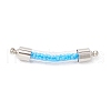 2Pcs 2 Colors Transparent Glass Curved Tube Connector Charms PALLOY-JF03777-3