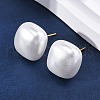 Square Brass & Plastic Stud Earrings for Women EJEW-G425-01G-02-1