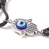 Alloy Hamsa Hand with Evil Eye Link Bracelet BJEW-TA00142-4