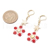 Brass Glass Seed Beads Flower Leverback Earrings EJEW-MZ00426-01-3