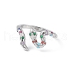 Colorful Cubic Zirconia Snake Open Cuff Ring RJEW-K240-08P-01-1