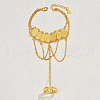 Copper Middle Eastern Brass Coin Chains Bracelet with Tassel Pendant SV3289-4