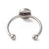 Non-Tarnish 304 Stainless Steel Open Cuff Ring Components STAS-S134-01P-02-3