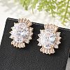 Oval Brass Micro Pave Cubic Zirconia Stud Earrings for Women EJEW-G428-27G-5