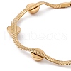 Ion Plating(IP) 304 Stainless Steel Half Round Beaded Herringbone Chain Bracelet for Women BJEW-G656-01G-3