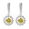 Brass Pave Cubic Zirconia Flowerl Hoop Earrings for Women EJEW-I304-25P-2
