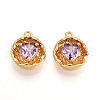 Brass Micro Pave Cubic Zirconia Charms KK-N262-114C-G-1
