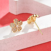 Flower Brass Micro Pave Clear Cubic Zirconia Stud Earrings EJEW-H162-03G-3