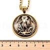 304 Stainless Steel Glass Flat Round with Archangel Michael Pendant Necklaces for Women NJEW-M105-09G-3