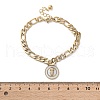 304 Stainless Steel Flat Round with Girl Charm Bracelets BJEW-A036-13G-01-5