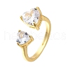 Brass Micro Pave Cubic Zirconia Cuff Rings for Women RJEW-F181-10G-6