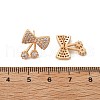 Brass Micro Pave Clear Cubic Zirconia Stud Earrings for Women EJEW-G428-26G-03-5