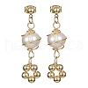 Natural Pearl Dangle Stud Earrings EJEW-JE05304-1