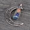 Column Glass Bottle with Lapis Lazuli inside Pendants PALLOY-JF00170-04-1