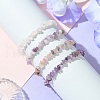4Pcs 4 Styles Natural Rose Quartz & Lepidolite & Amethyst Chip Beaded Stretch Bracelet Sets BJEW-JB10841-3