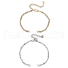 2Pcs 2 Colors 304 Stainless Steel Singapore Chain Bracelet Makings AJEW-JB01322-1