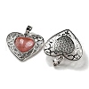 Cherry Quartz Glass Peach Love Heart Pendants G-G158-01W-2