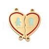 Valentine's Day Ion Plating(IP) 304 Stainless Steel FireBrick Enamel Only You Love Heart Connector Charms STAS-Z078-13G-1
