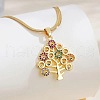 Brass Micro Pave Colorful Cubic Zirconia Tree Pendant Necklaces for Women FS-WG3591E-01-1