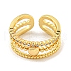 Brass Micro Pave Clear Cubic Zirconia Round Open Cuff Ring RJEW-M173-10B-G-2
