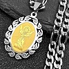 Oval with Virgin Pattern 304 Stainless Steel Pendant Necklaces for Men Women NJEW-K283-22G-1