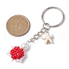 3Pcs 3 Colors Tortoise Glass Seed Beads Pendant Keychain HJEW-MZ00105-4