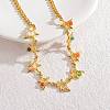 Bohemian 304 Stainless Steel & Dyed Colorful Synthetic Turquois Link Chain Necklaces for Women NJEW-M100-02G-03-1