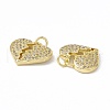 Rack Plating Brass Micro Pave Clear Cubic Zirconia Pendants ZIRC-C041-07G-3